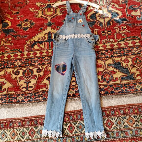 Classic Oshkosh‎ Vestbak Upcycled Restyled Overalls Handmade Girls Sz8 - Picture 8 of 11